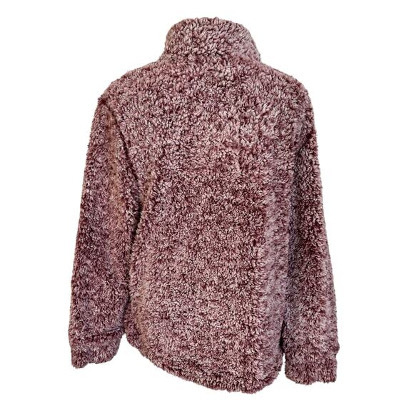 Weatherproof Vintage 1/4 Zip Pullover Women's Large Burgundy Pink Sherpa Cozy - Picture 4 of 6